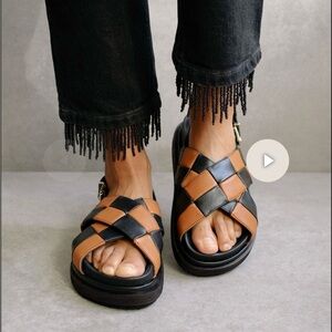 alohas marshmallow sandals black and brown women’s size 38 (us 7-8)